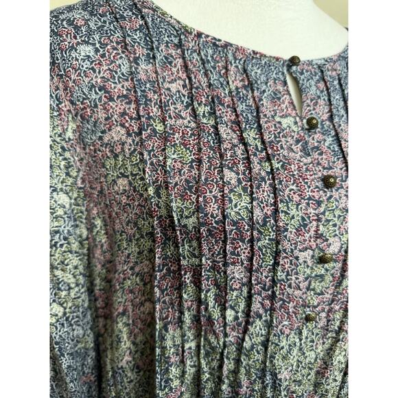 Lucky Brand Women's Top Plus Sz 1X Blue Floral Ombre' Lightweight Long Sleeves - Picture 3 of 16